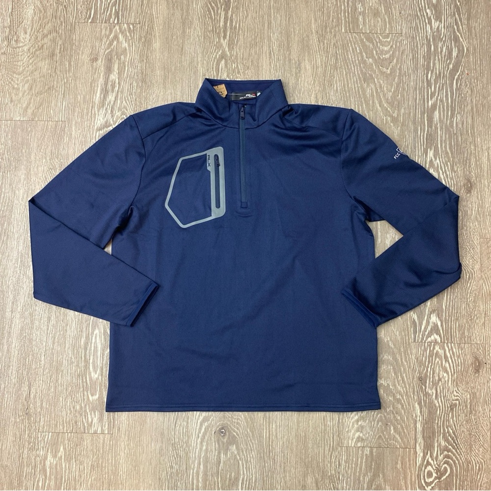Ralph Lauren RLX Navy Textured Quarter-Zip Pullover